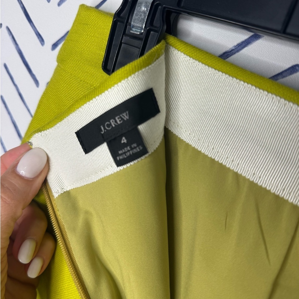 J.Crew Linen Blend Mini Skirt Pockets yellow citron Size 4 - Picture 3 of 5